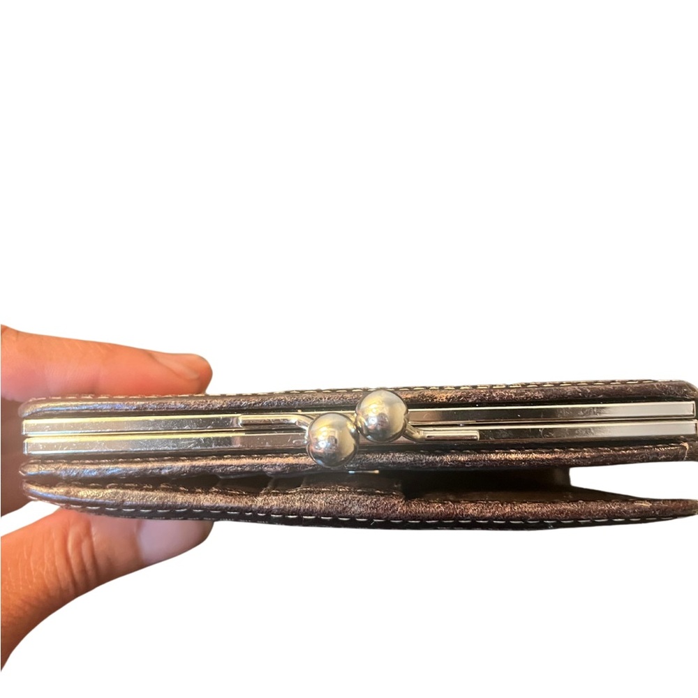 Coach Signature Canvas Kiss Lock Brown Wallet - Picture 7 of 14